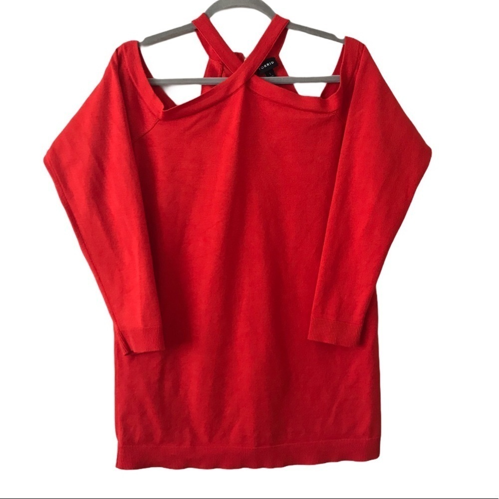 Torrid Orange Crisscrossed Cold Shoulder Plus Size Top